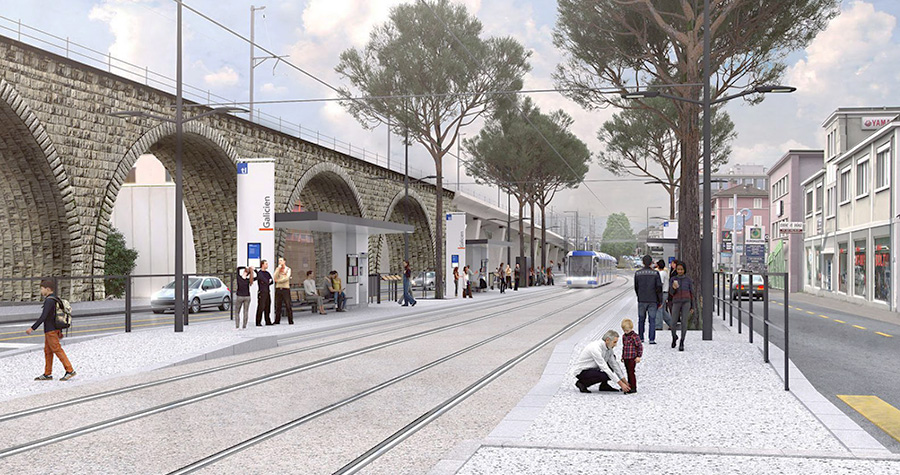 Premier tram &agrave; voie normale en Suisse